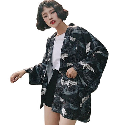 

Harajuku Kimono Cardigan 2019 Vintage Casual Summer Printed Chiffon Sunscreen Women Clothing Outerwear Blouse Japanese style