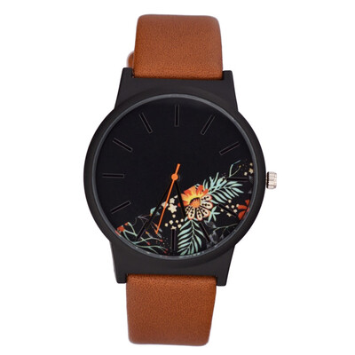 

RM Fashion Simple Without Scale casual Floral Print Dial Belt Quartz Female Watch