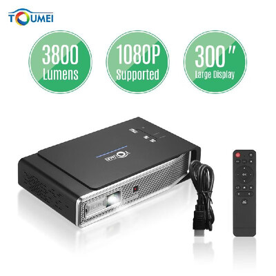 

TOUMEI Portable Mini DLP 3D Video Projector HD 1080P Supported Dual-band WiFi & BT Home Theater Smart Projector 3800 Lumens 30000
