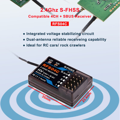 

Siaonvr AGFRC RFS04C 24G 4CHSBUS Compatible -FHSS Receiver for RC Car