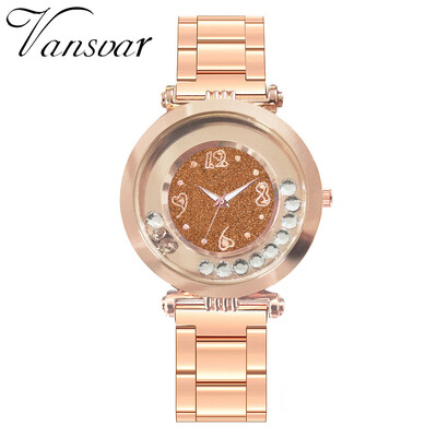

Vansvar Women Watches Bead Rotating Dial Ladies Quartz Wristwatch Starry Sky Rose Alloy Strap Clock Dress Gift Zegarki Damskie50