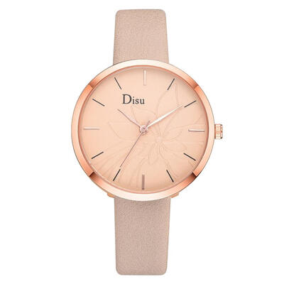 

Fashion Womens Watches Lotus pattern scale Ladies Quartz Wristwatch Temperament Leather Strap Minimalism Clock Reloj Mujer