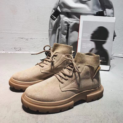 

Wild flying woven neckline mens Martin boots mens high-top retro hip-hop beef tendon tooling casual