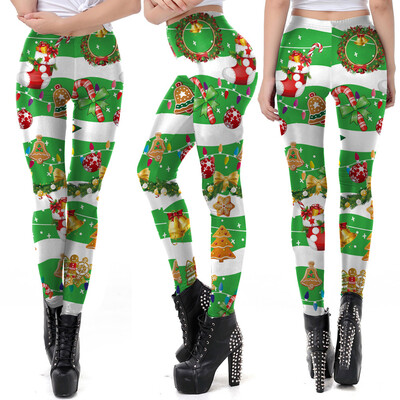 

Tailored Womens Christmas Santa Claus Elk Print Tighten High Waist Pencil Pants Trousers