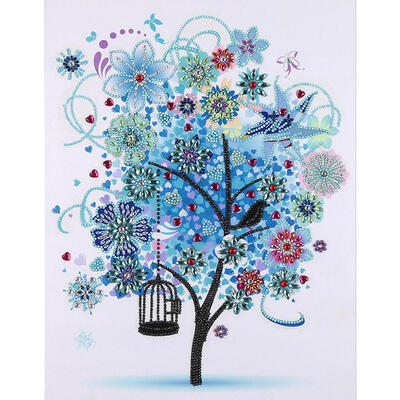 

5D DIY Special Shaped Diamond Painting Blue Tree Cross Stitch Embroidery