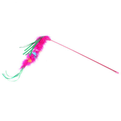 

Greensen 4 Pcs Plastic Pet Cat Teaser Playing Transparent Rod Stick Interactive Toys with Feather Bell