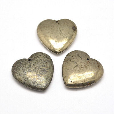 

Heart Natural Pyrite Pendants 40x40x10mm Hole 2mm
