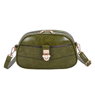 

Elegant Pearl Buckle Bag Women Shoulder Messenger Zip Leather Solid Bags