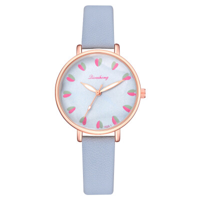 

Korean version of the small fresh PU quartz watch love flowers delicate scale ladies watch