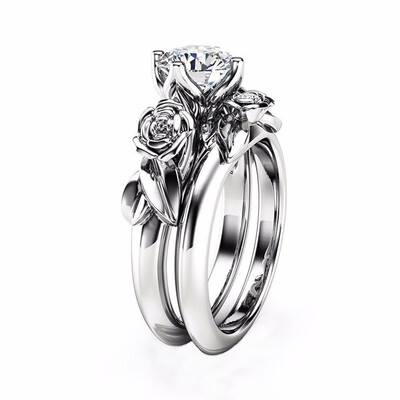 

Rose Flower Diamond Couple Rings