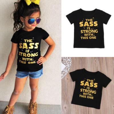 

Cute Kids Baby Girls Letters Print Tops Short Sleeve T-Shirt Summer Tee Clothes