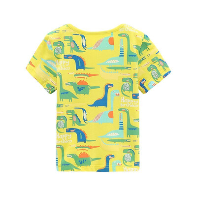 

DOU DOU YI CHU Kids Cartoon Dinosaur Print T-Shirt Trend Round Neck Top Summer 9173
