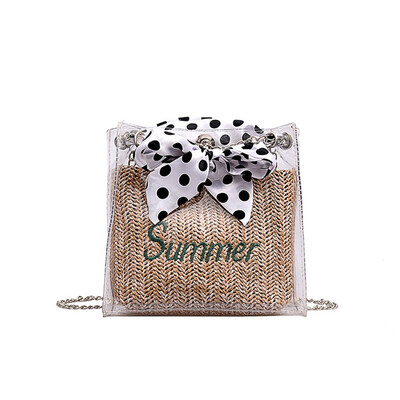 

Tailored Women Ladies Fashion Straw Weave Transparent Shoulder Tote Handbag Crossbody Bag