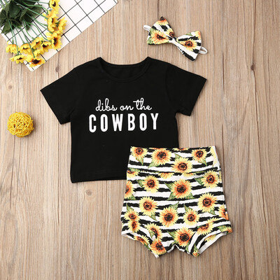 

Infant Baby Girl Short Sleeve Top Floral Shorts Pant Headband Clothes Outfits