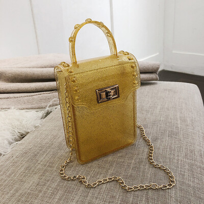 

Qiao Bani 2019 new Korean chic fashion chain mobile phone jelly package hand strap shoulder diagonal trend handbags