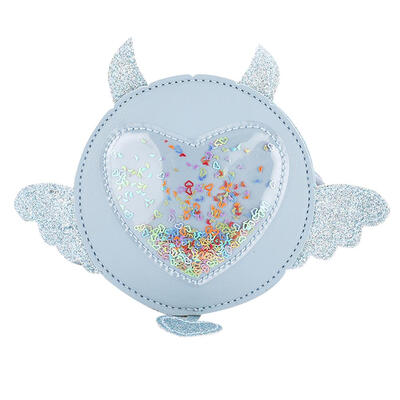 

Cute Glitter Clear Heart Shoulder Bag Leather Kid Girl Round Crossbody Bags