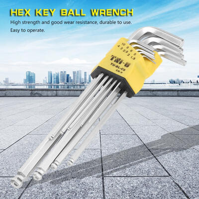 

Greensen 9PCS Extended Ball End Hex Key -Wrench Set Professional Repairing Kit Hand Tool