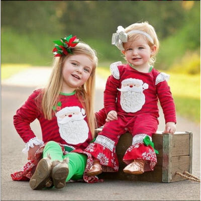 

Christmas Newborn Infant Kid Girl Baby Sister Family Matching Romper Outfits Set