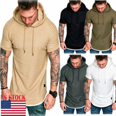 

Men Slim Fit Casual Hoodie Pullover Sweatshirts Hooded Coat Plain Workout Tops