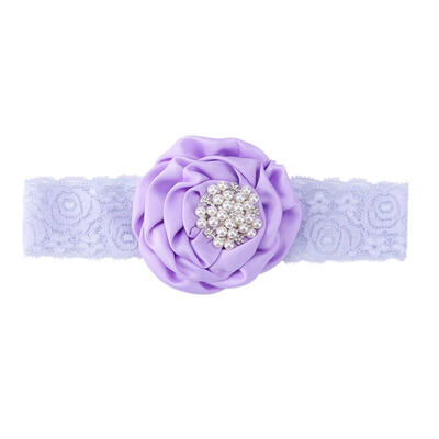 

Baby Pearls Rose Flower Lace Headbands Girls Rhinestones Elastic Hairband