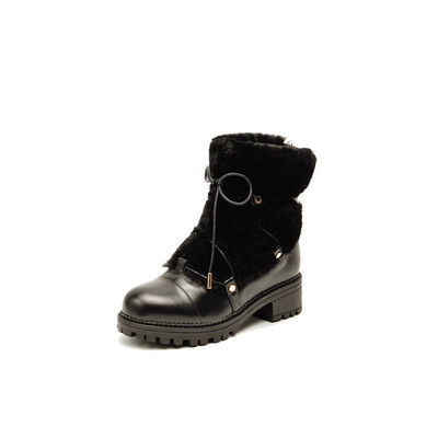 

Womens Winter Boots Wool-leather ankle boots 2018 Waterproof CengNiu Shoes Martin boots