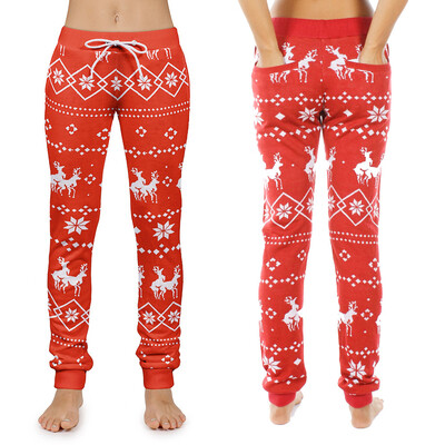 

Tailored Women Xmas Christmas Print Drawstring Casual Pants