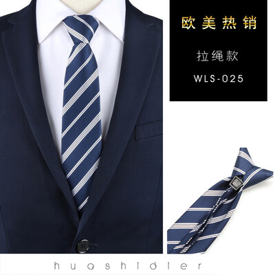 

Spot stripe mens business plaid cashew tie 8CM convenient zipper drawstring cross-border tie custom