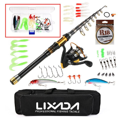 

Lixada Telescopic Fishing Rod&Reel Combo Full Kit Spinning Fishing Reel Gear Organizer Pole Set