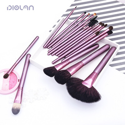 

Diolan Makeup Brushes Set 18 Pieces Professional Wooden Handle Premium Natural Goat Hair Brushes Kabuki Foundation Blending Blush