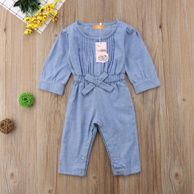 

Newborn Infant Baby Girl Romper Denim Jumpsuit Cotton Bodysuit Clothes Outfit