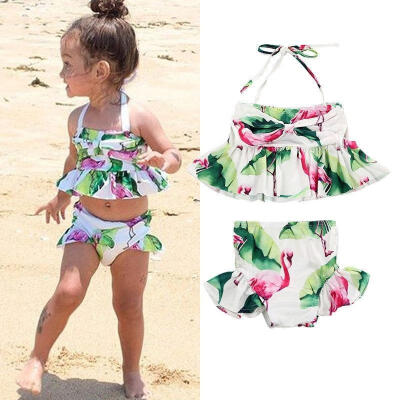 

Newborn Kid Baby Girl Flamingo Swimwear Swimsuit Bikini Set Bathing Suit Costume