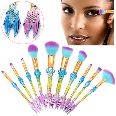 

〖Follure〗10Pcs Mermaid Make Up Foundation Eye shadow Makeup Brushes Eyeliner Brush