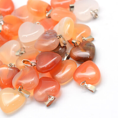 

Heart Dyed Natural Agate Pendants with Platinum Tone Brass Findings 1719x1516x56mm Hole 2x7mm