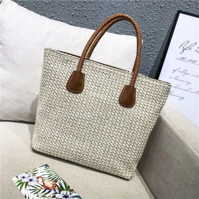 

New Fashion Large Capacity Totes Handbag Shoulder Bags For Women Square Straw Bag Summer Rattan Bag Handmade Woven Beach Bohemia