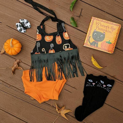 

Toddler Baby Girls Halloween Outfit Clothes T-shirt TopsShorts Pants Sunsuit
