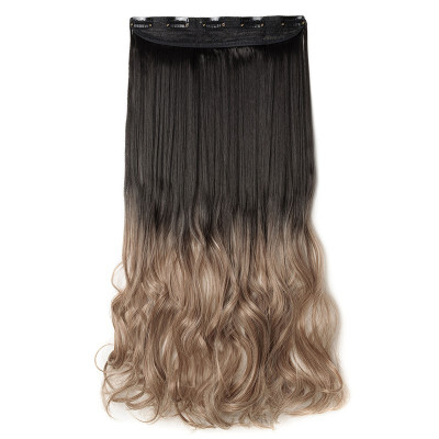 

Ombre Synthetic Fiber Clips in on Hair Extension 34 Full Head One Piece 5 Clips Long Silky Curly Wavy