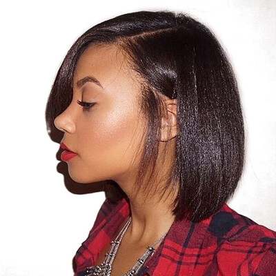 

〖Follure〗Womens Fashion Front lace Wig Black Synthetic Hair short Wigs Wave straight Wig