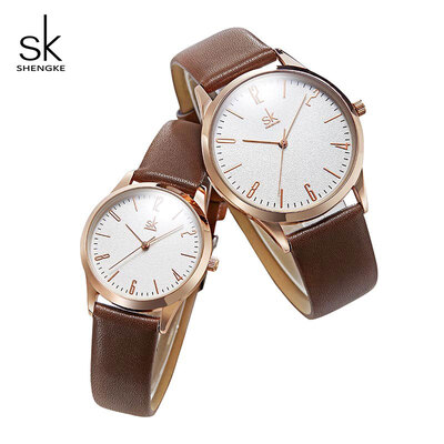 

Shengke Leather Lovers Watches SK Fashion Couple Watches Women Men Luxury Quartz Female Male Wristwatch Relogio Feminino 2019