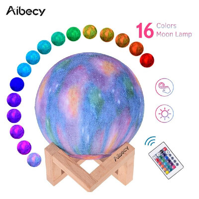 

Aibecy LED Moon Lamp Moon Night Light 3D Printed Large Lunar Lamp with Stand USB Cable 16 Glowing Colors Remote Control & TouchCon