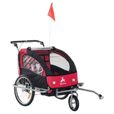 

Elite 3-in-1 Double Child Bike Trailer - Red Black