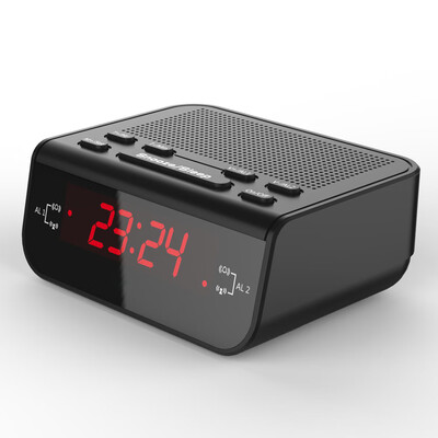 

Compact Digital Alarm Clock FM Radio with Dual Alarm Buzzer Snooze Sleep Function Red LED Time Display