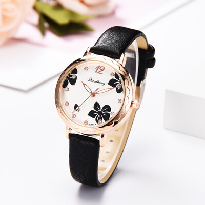 

〖Follure〗Fashion Simple And Simple Leisure Flower Scale Leather With Strap Ladies Watch