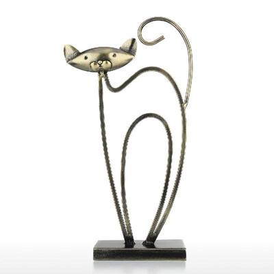 

Tooarts Metal Sculpture Iron Art Standing Cat Handicraft Crafting for photo PropsChristmasHome DecorFurnishing OrnamentChristm
