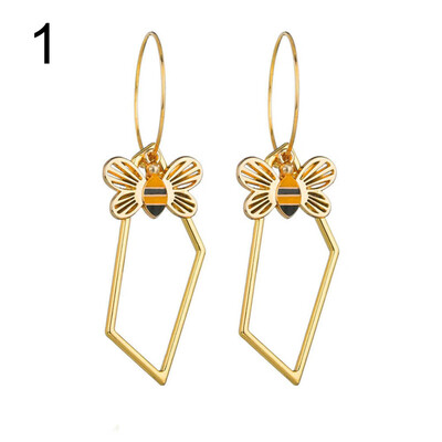

Fashion Women Hollow Square Bee Cherry Rose Long Dangle Hoop Earrings Jewelry