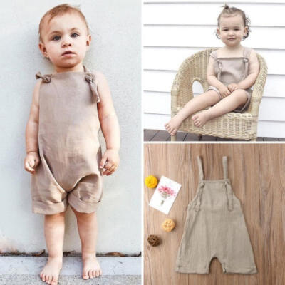 

2018 New Kids Baby Girl Boy Bib Short Pants Backless Romper Jumpsuit Outfits Clothes Set