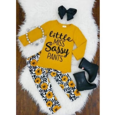 

2PCS Baby Girls Outfits T-shirtPants Set Toddler Autumn Clothes Tracksuit