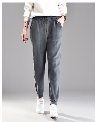 

2018 autumnwinter golden fleece sport pants thickened&plush harem trouserstrousers show thin casual long trousers
