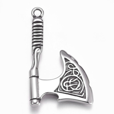 

304 Stainless Steel Pendants Axe Antique Silver 54x31x55mm Hole 35mm