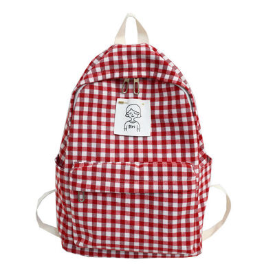 

Ins wind bag Korean high school students campus simple Mori Joker ancient feeling girl Plaid backpack