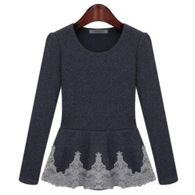 

Women Slim Lace Blouse Long Sleeve shirt Casual Fashion Tops